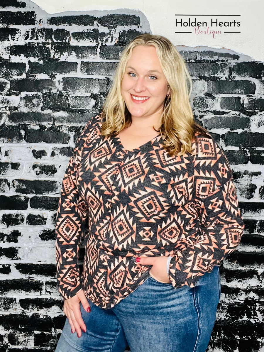 Charcoal Multi Chic Pattern Play Top - Holden Hearts
