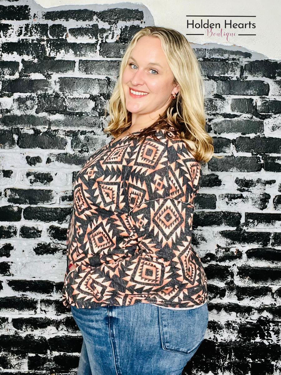 Charcoal Multi Chic Pattern Play Top - Holden Hearts