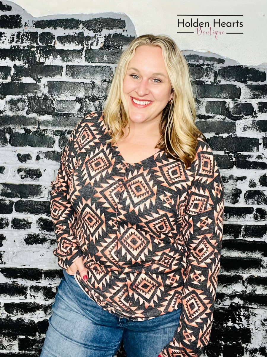 Charcoal Multi Chic Pattern Play Top - Holden Hearts