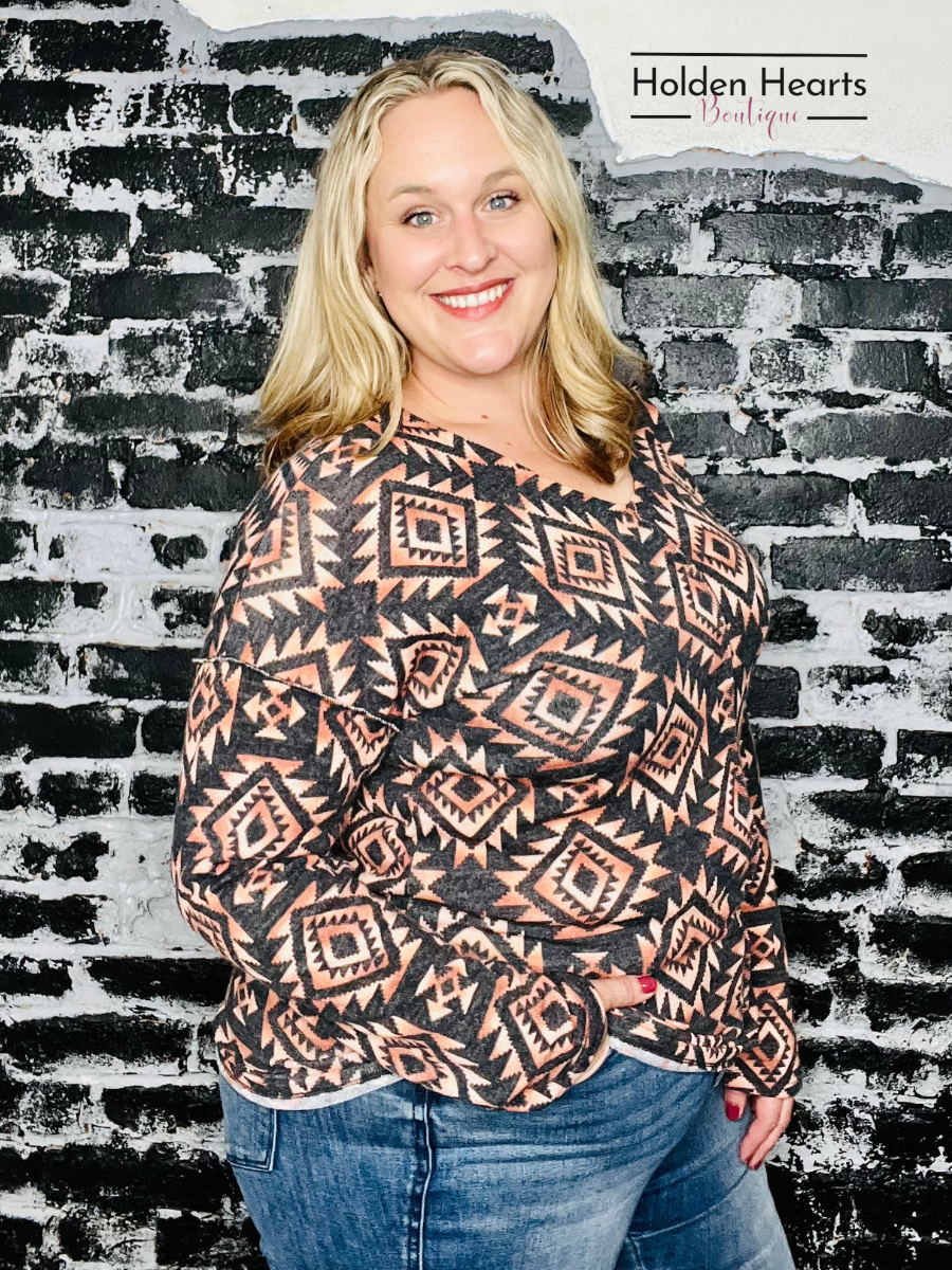 Charcoal Multi Chic Pattern Play Top - Holden Hearts