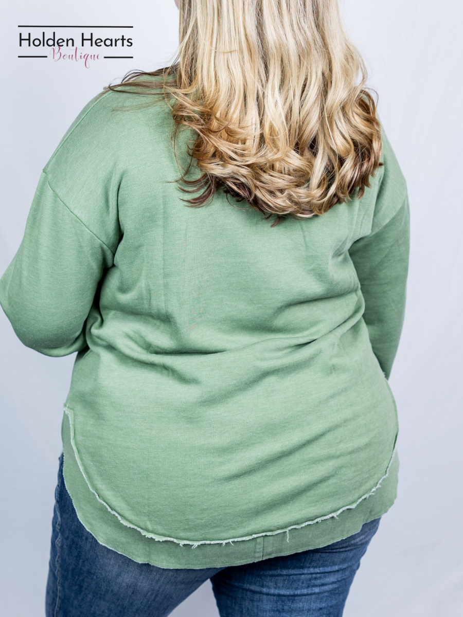 Sage Vintage Wash Pullover - Holden Hearts