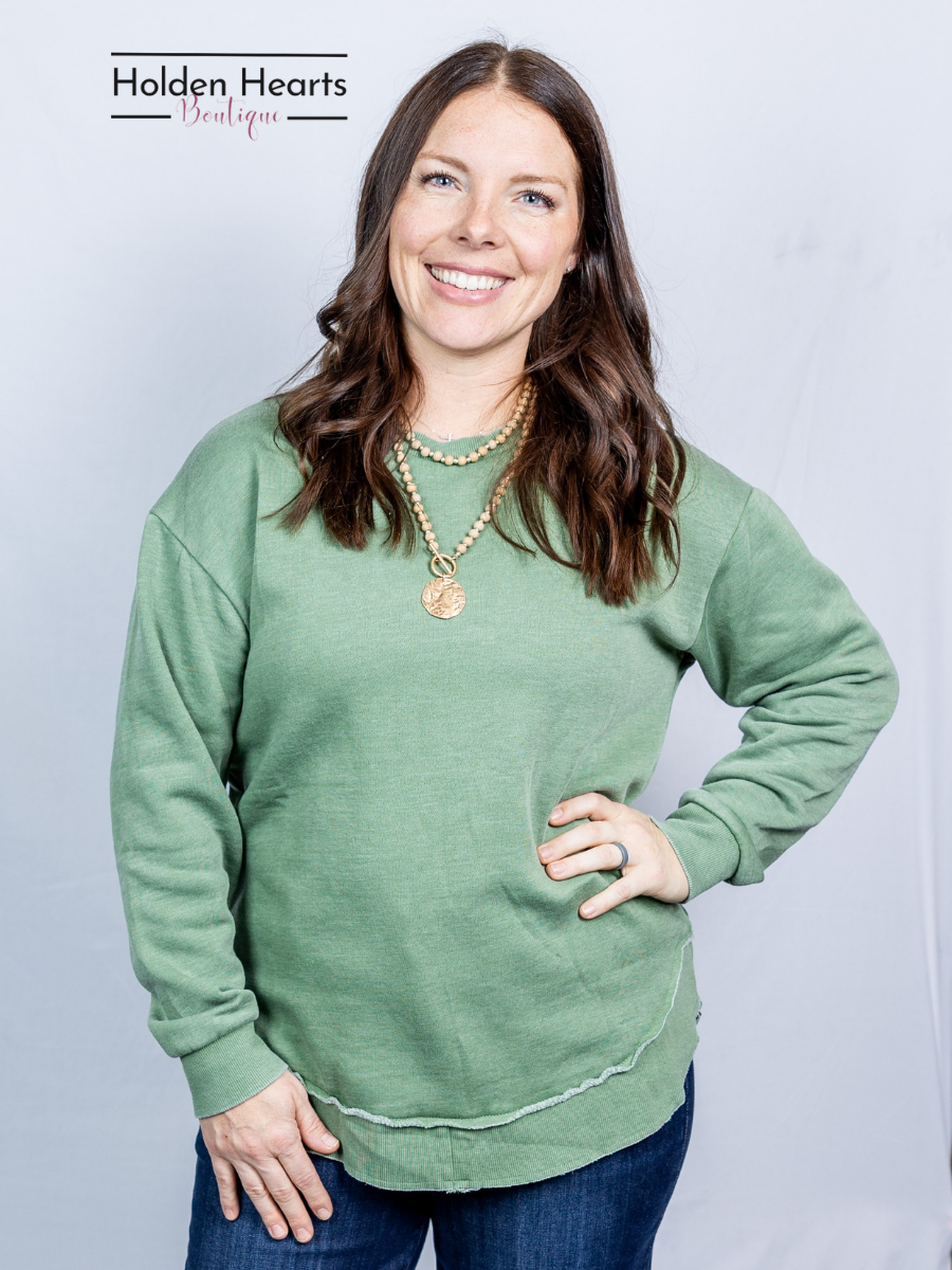 Sage Vintage Wash Pullover - Holden Hearts