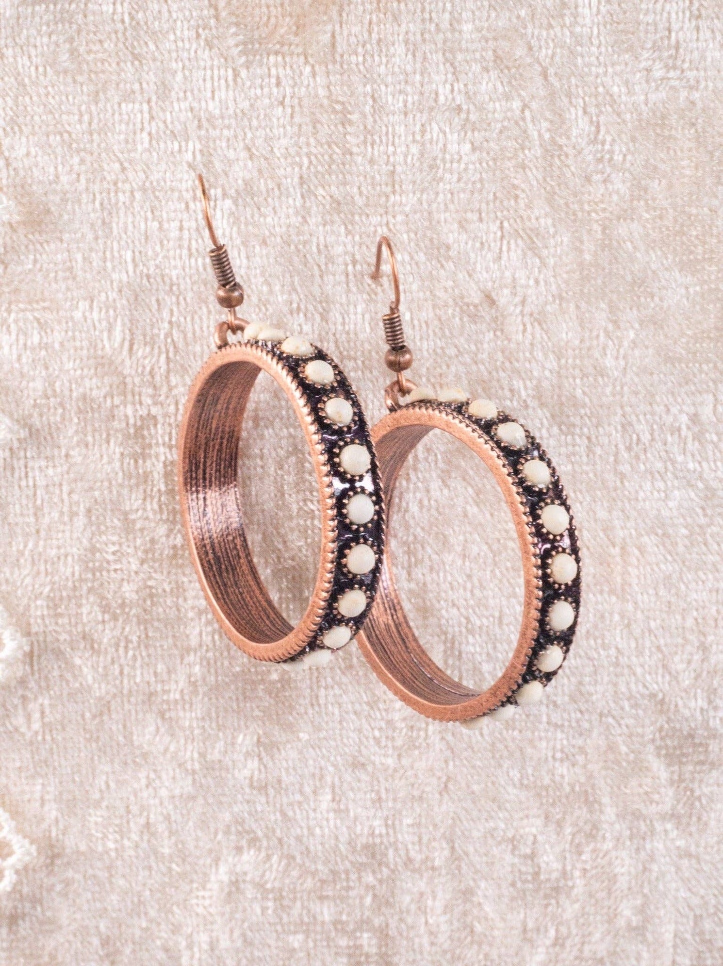 Simply Stunning Cream Hoops in Copper