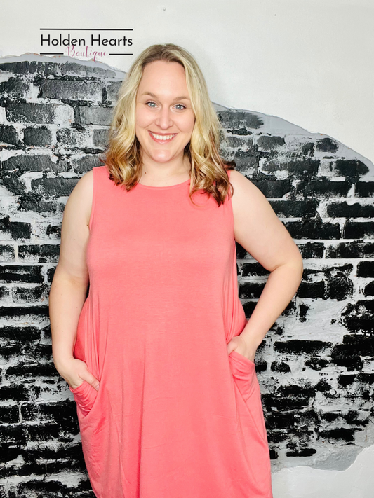 Coral Night On the Town Swing Dress
