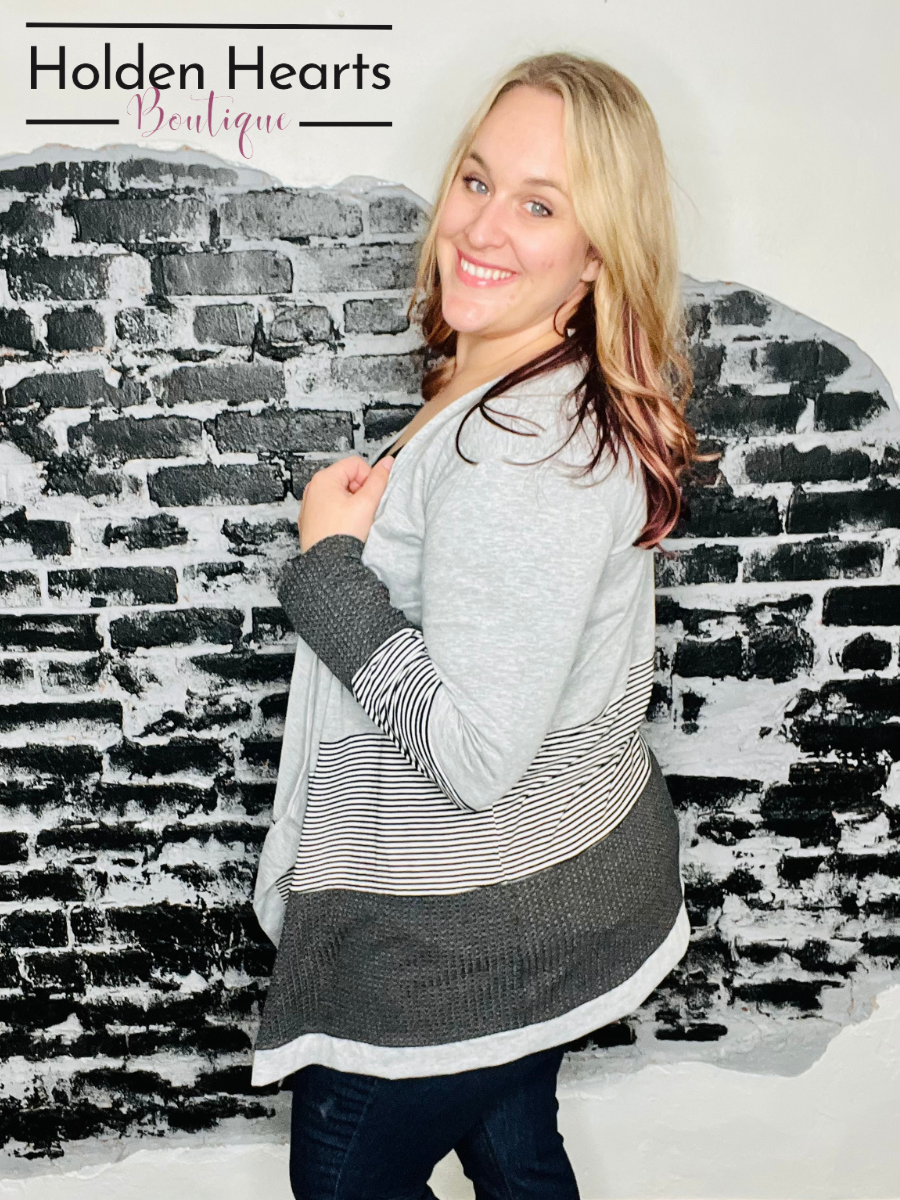 Cozy and Cute Waffle Cardigan in Grey - Holden Hearts