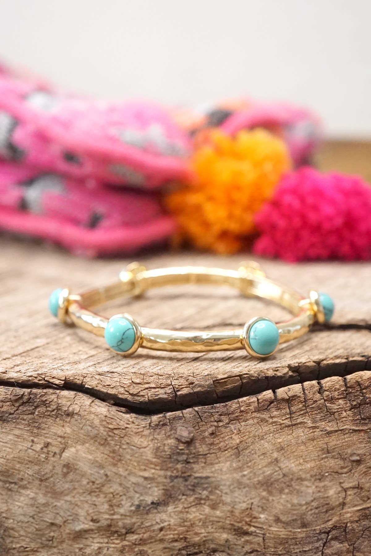 Jeweled Golden Bangle with semi precious stone dots - Holden Hearts