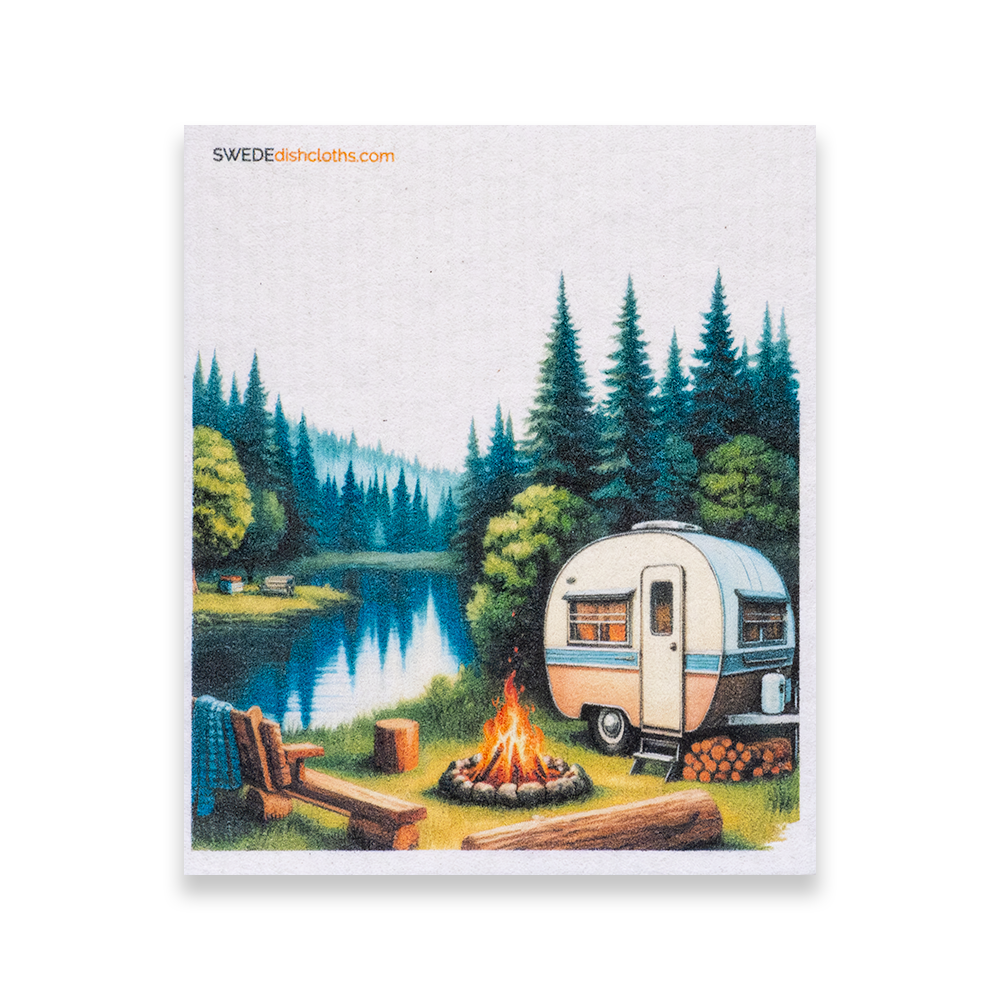 Swedish Dishcloth Camper and Campfire - Holden Hearts