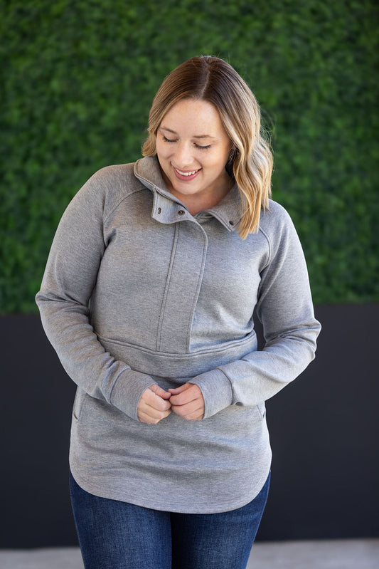 IN STOCK Mia Scuba Halfzip - Grey FINAL SALE