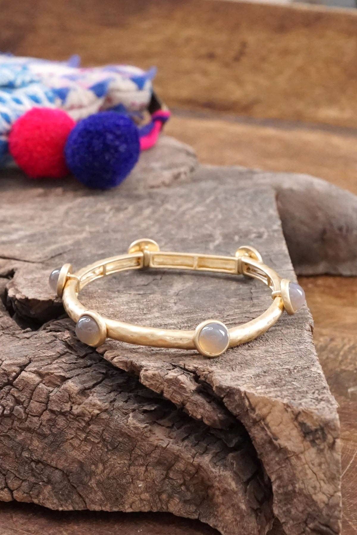 Jeweled Golden Bangle with semi precious stone dots - Holden Hearts