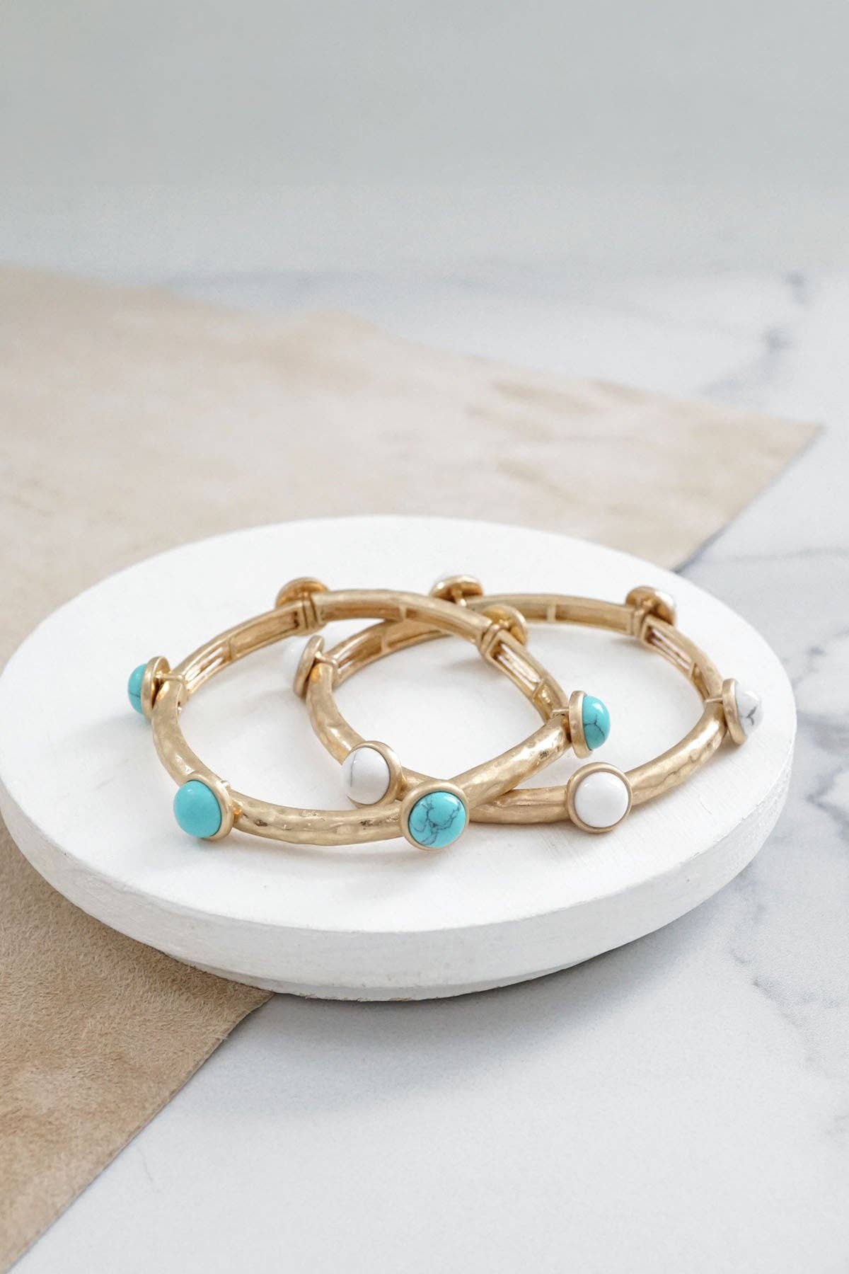 Jeweled Golden Bangle with semi precious stone dots - Holden Hearts