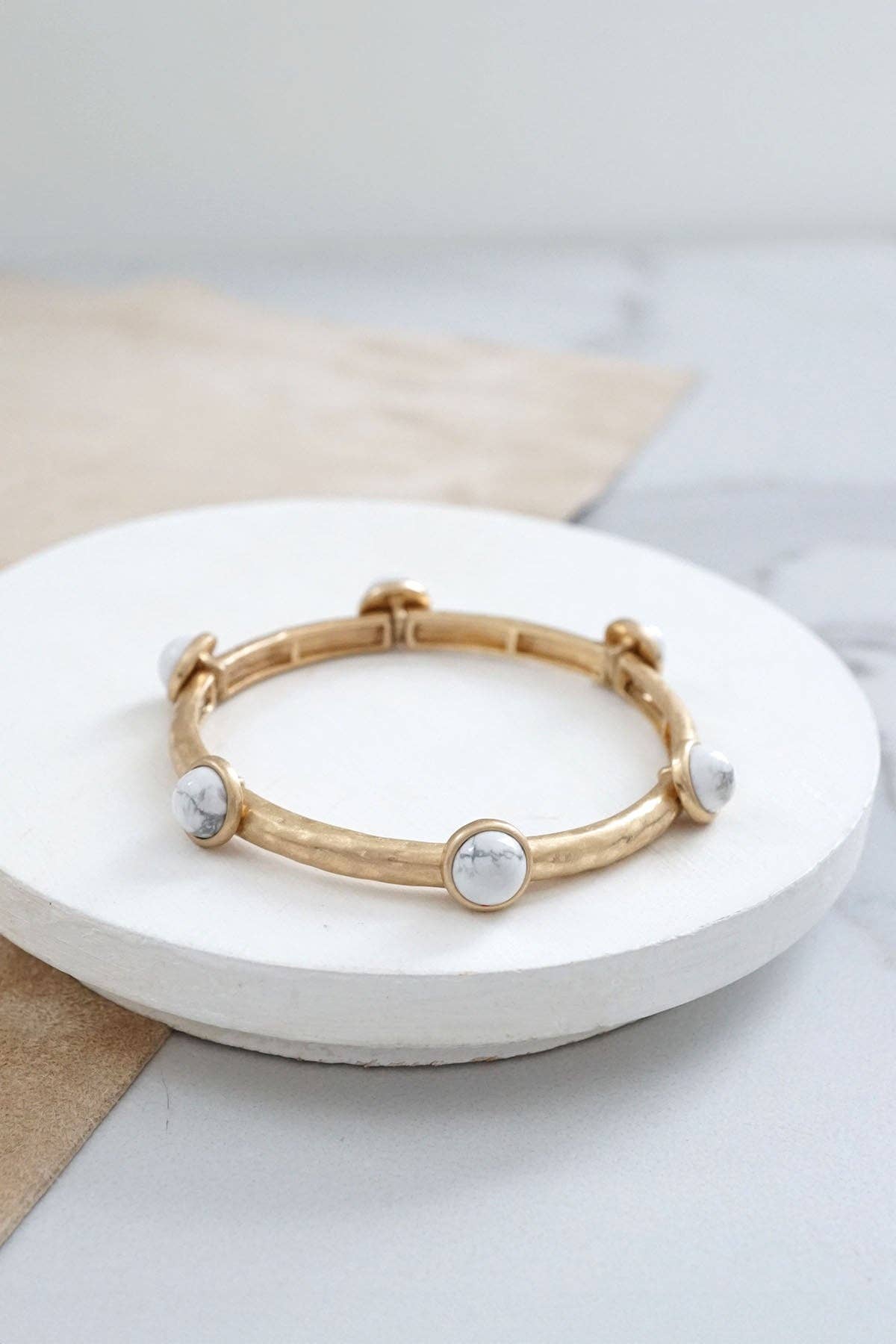 Jeweled Golden Bangle with semi precious stone dots - Holden Hearts