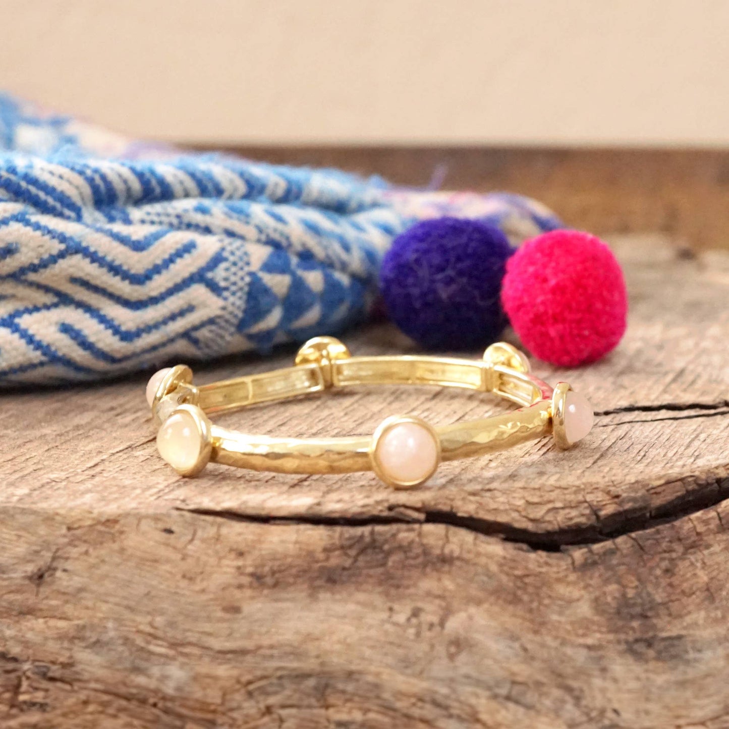 Jeweled Golden Bangle with semi precious stone dots - Holden Hearts