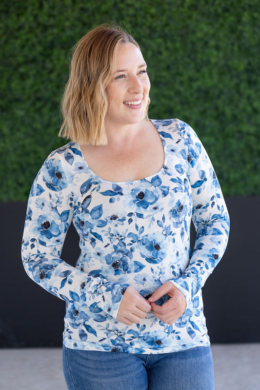 IN STOCK Alyssa Long Sleeve Top - Sapphire Floral FINAL SALE