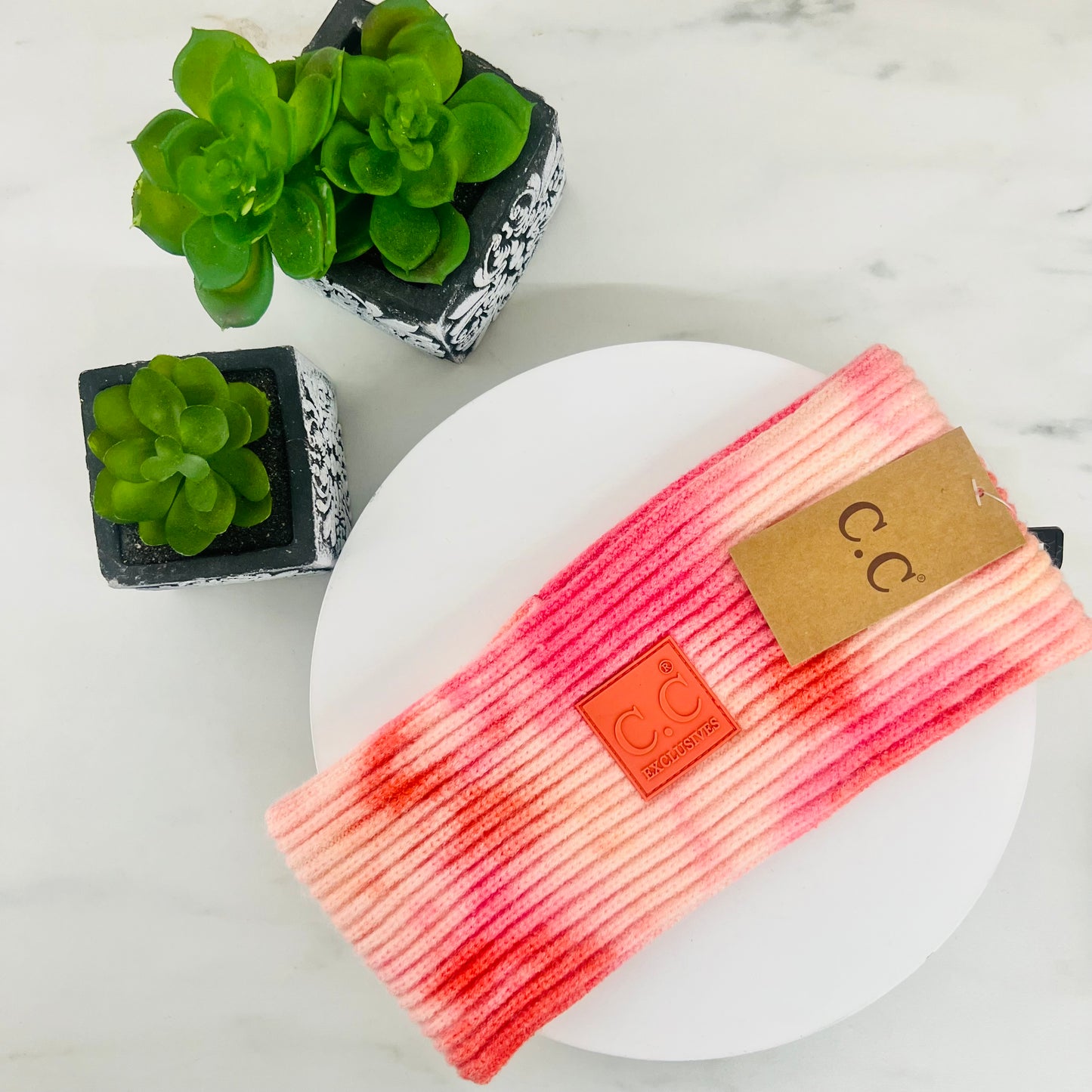 Tie Dye Fashion Headband with Rubber Patch - Women's