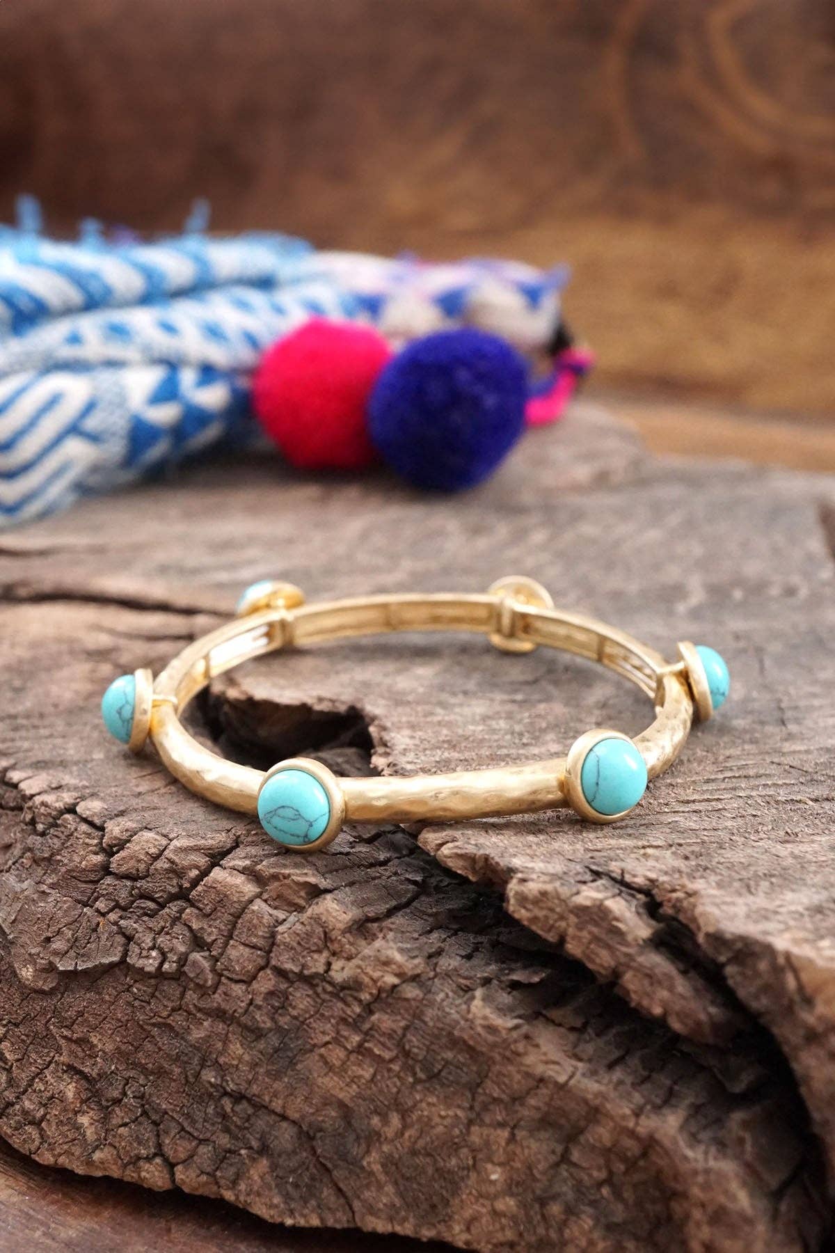 Jeweled Golden Bangle with semi precious stone dots - Holden Hearts