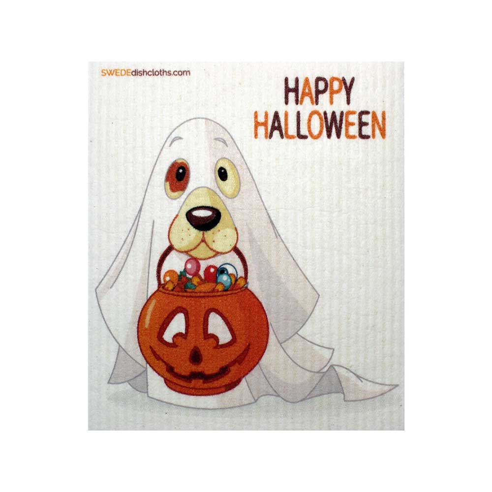 Swedish Dishcloth Halloween Ghost Dog - Holden Hearts