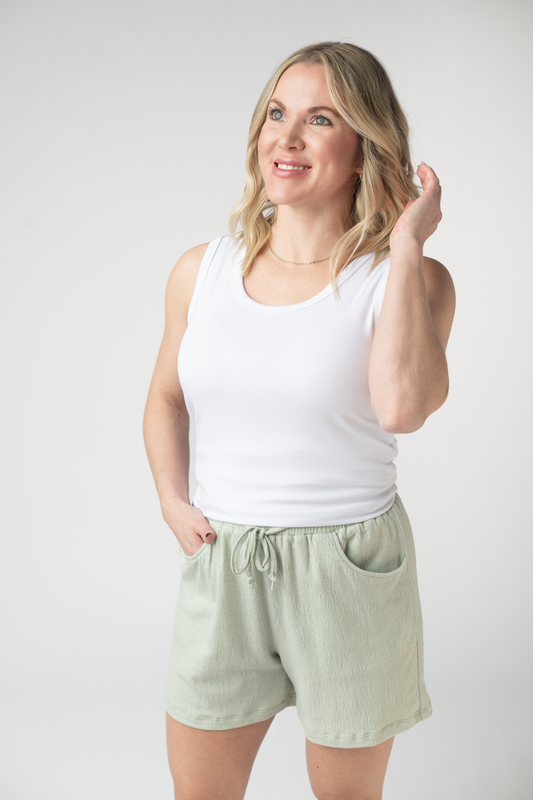IN STOCK Candice Crinkle Shorts - Light Green FINAL SALE