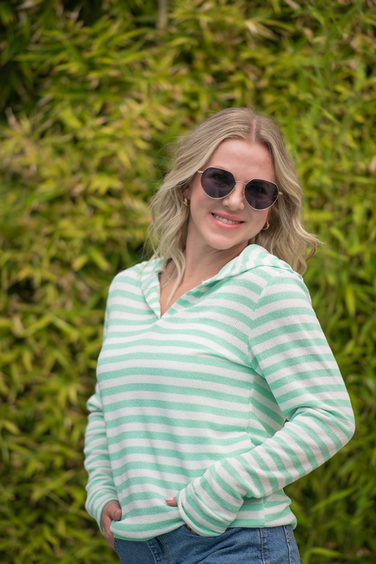 IN STOCK Amelia Striped Hoodie - Green