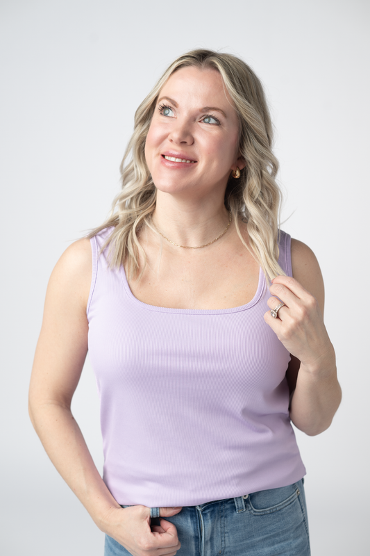IN STOCK Rachel Ribbed Tank - Lavender FINAL SALE