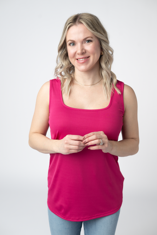 Rachel Ribbed Tank - Hot Pink