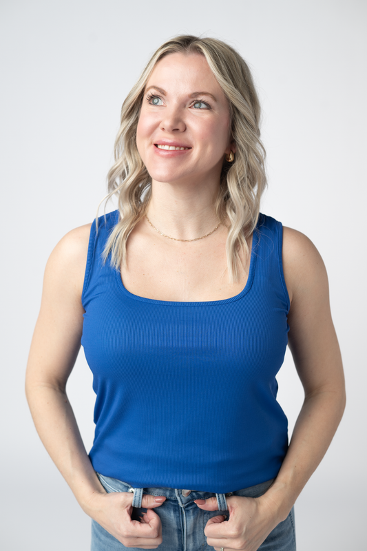 Rachel Ribbed Tank - Royal Blue