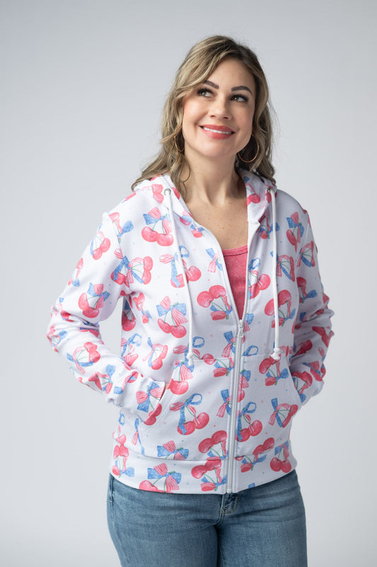 IN STOCK Fullzip Hoodie - Patriotic Cherries FINAL SALE