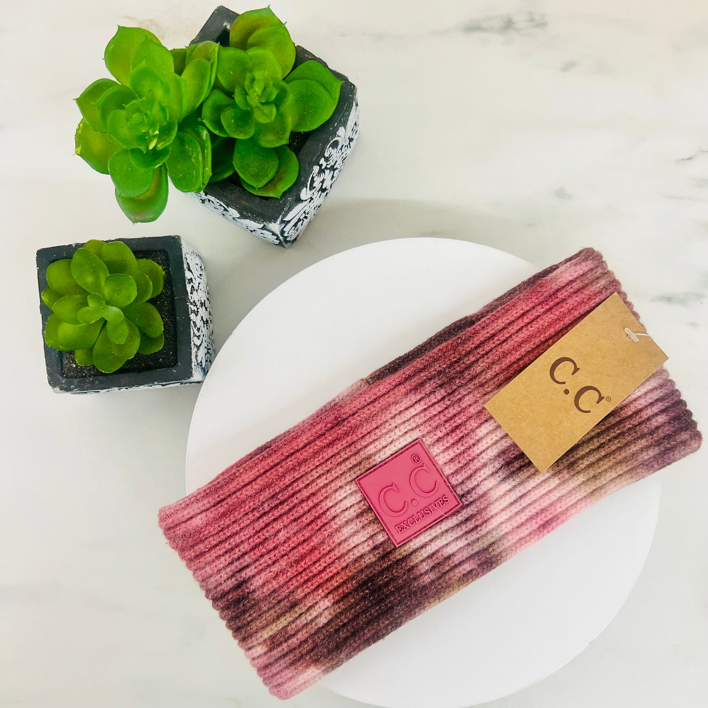 Tie Dye Fashion Headband with Rubber Patch - Women's