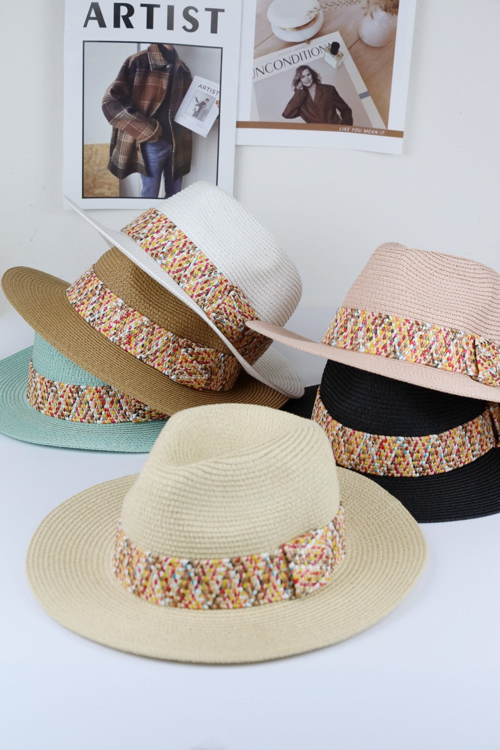 Multicolored Band Straw Hat - Holden Hearts