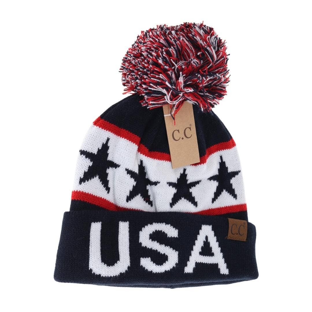 USA Knit Pom C.C Beanie HAT3902 - Holden Hearts