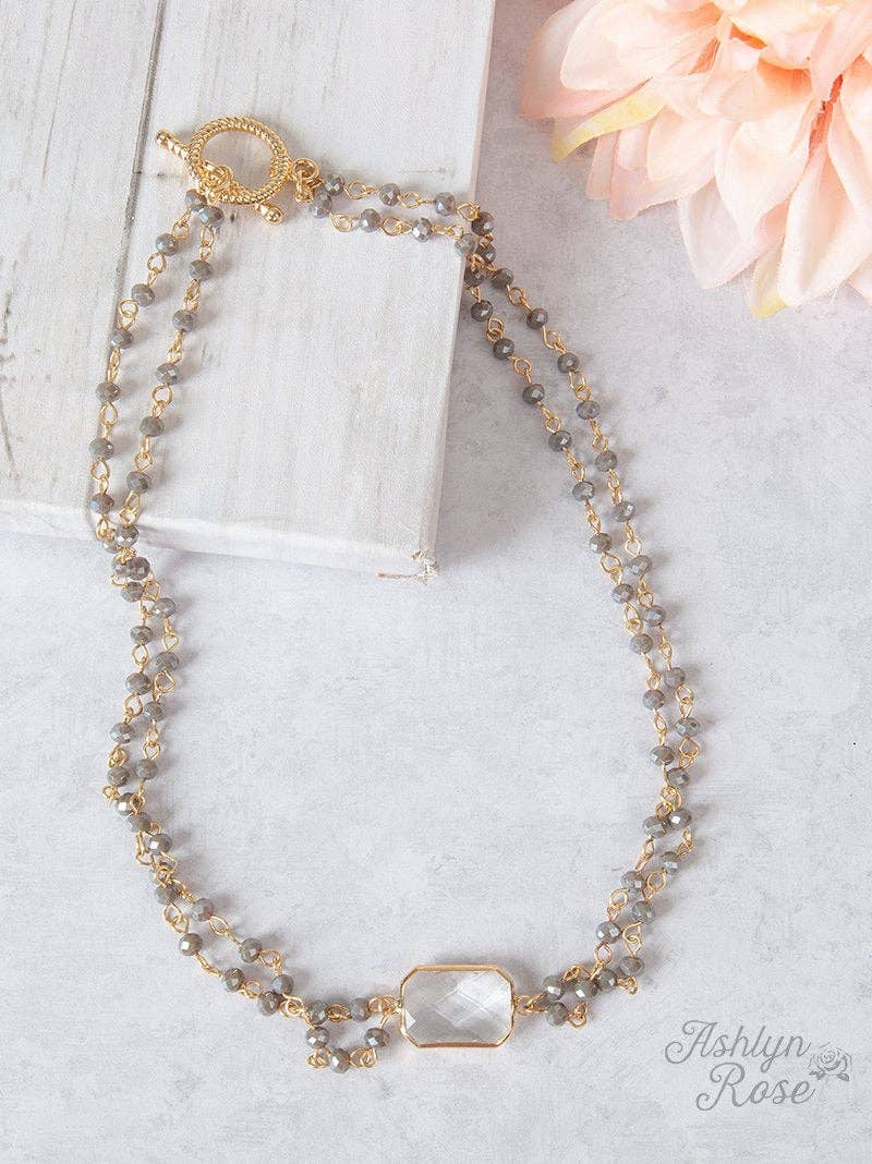 So Dainty & Sweet Grey Beaded Necklace with Pendant - Holden Hearts