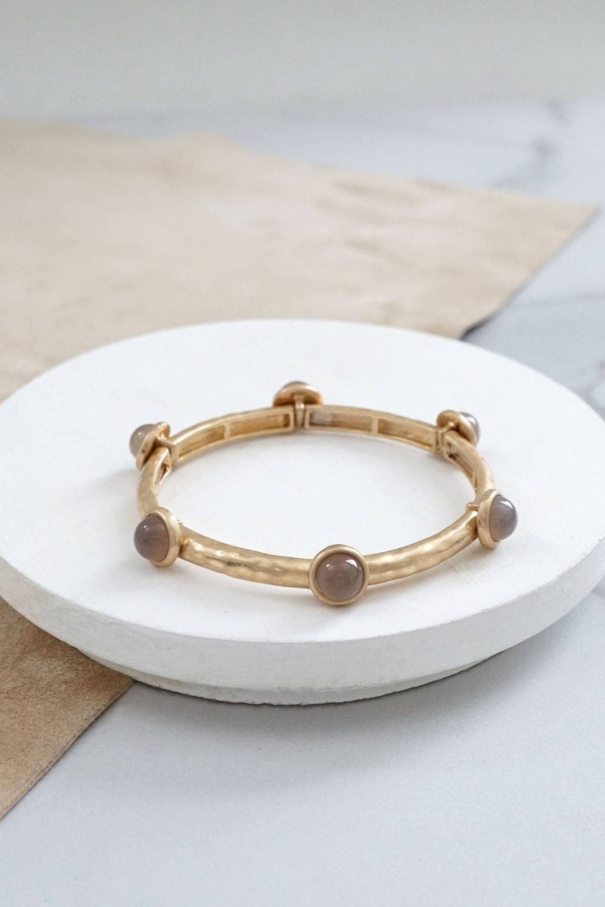 Jeweled Golden Bangle with semi precious stone dots - Holden Hearts