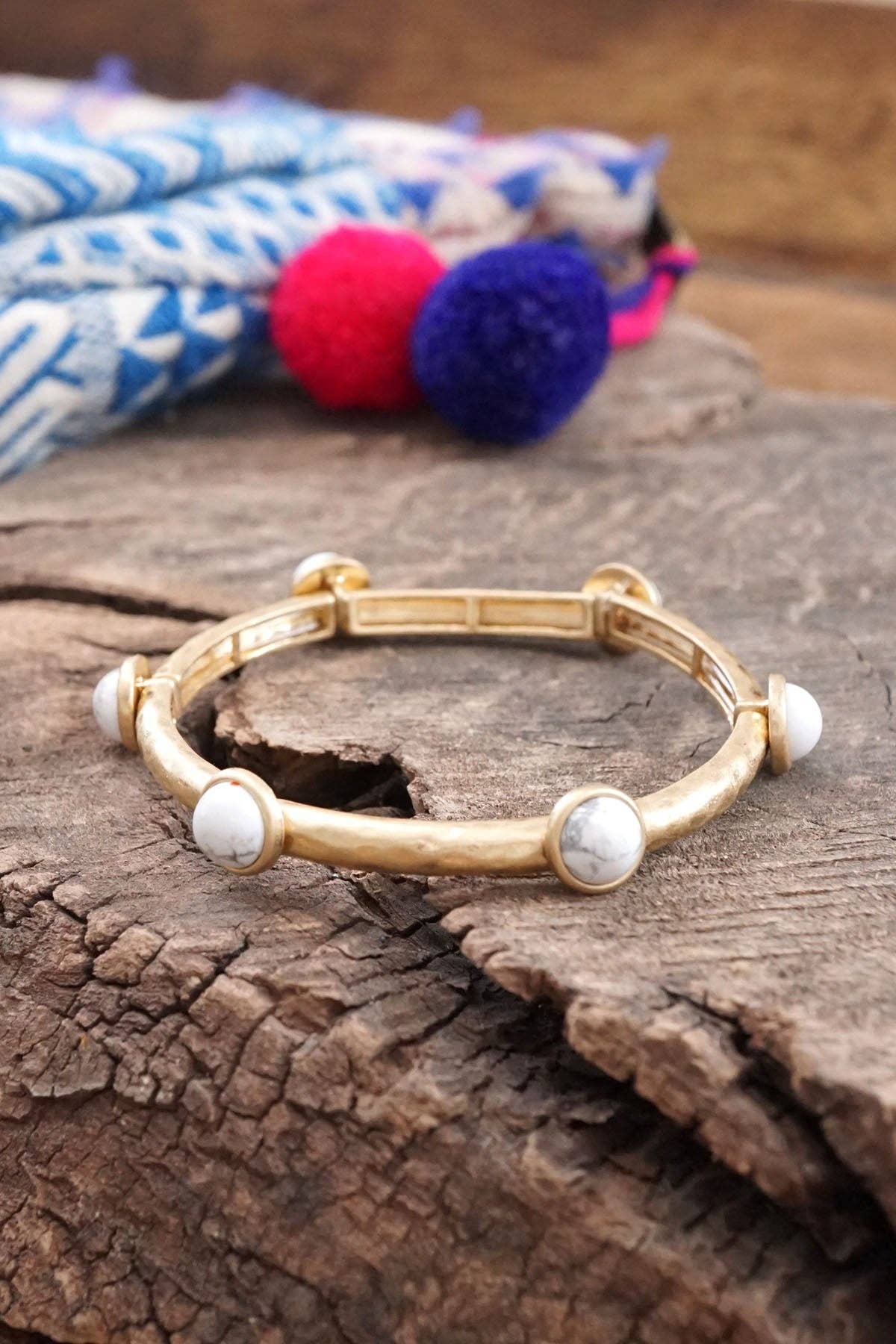 Jeweled Golden Bangle with semi precious stone dots - Holden Hearts