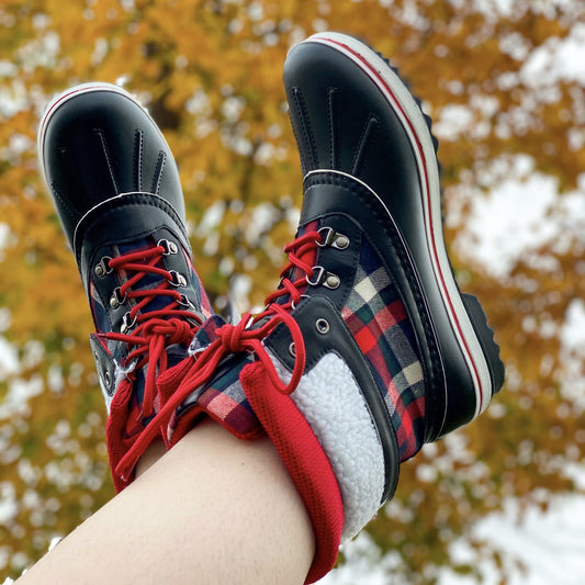 Cozy AND Cute Boots in Red Plaid