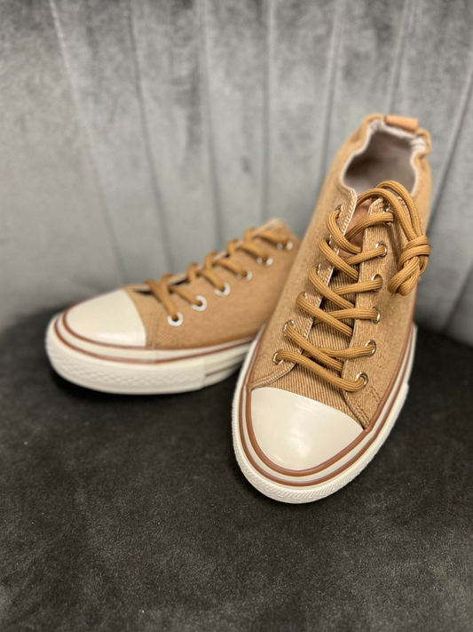 Tackle the Day Tan Sneakers