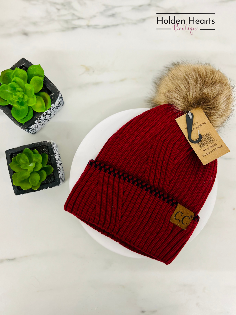 Ribbed Knit Beanie with Accented Cuff YJ920 - Holden Hearts