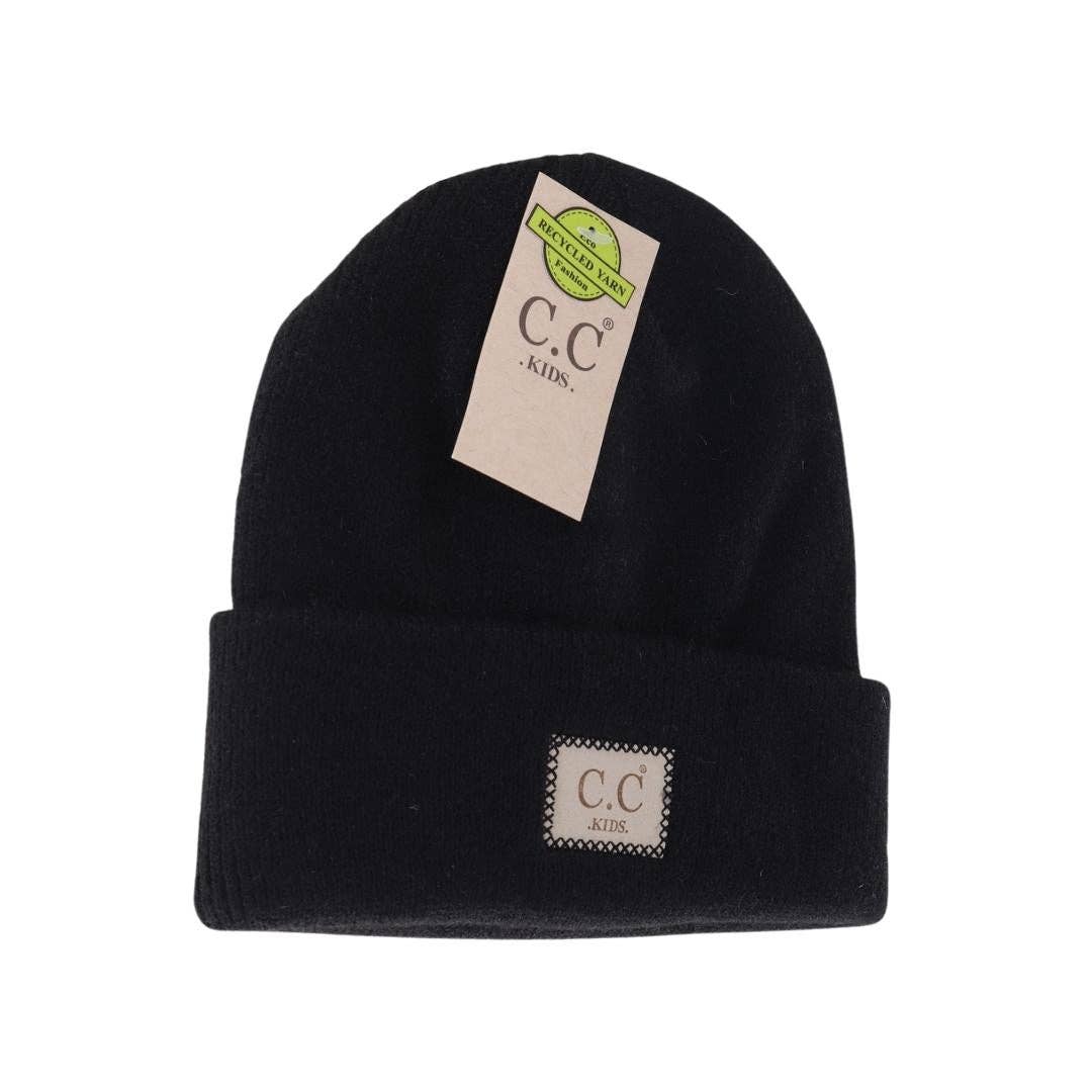 Kids' Soft Ribbed Leather Patch C.C. Beanie - Holden Hearts