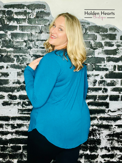 Teal Classic Beauty Long Sleeve Top - Holden Hearts