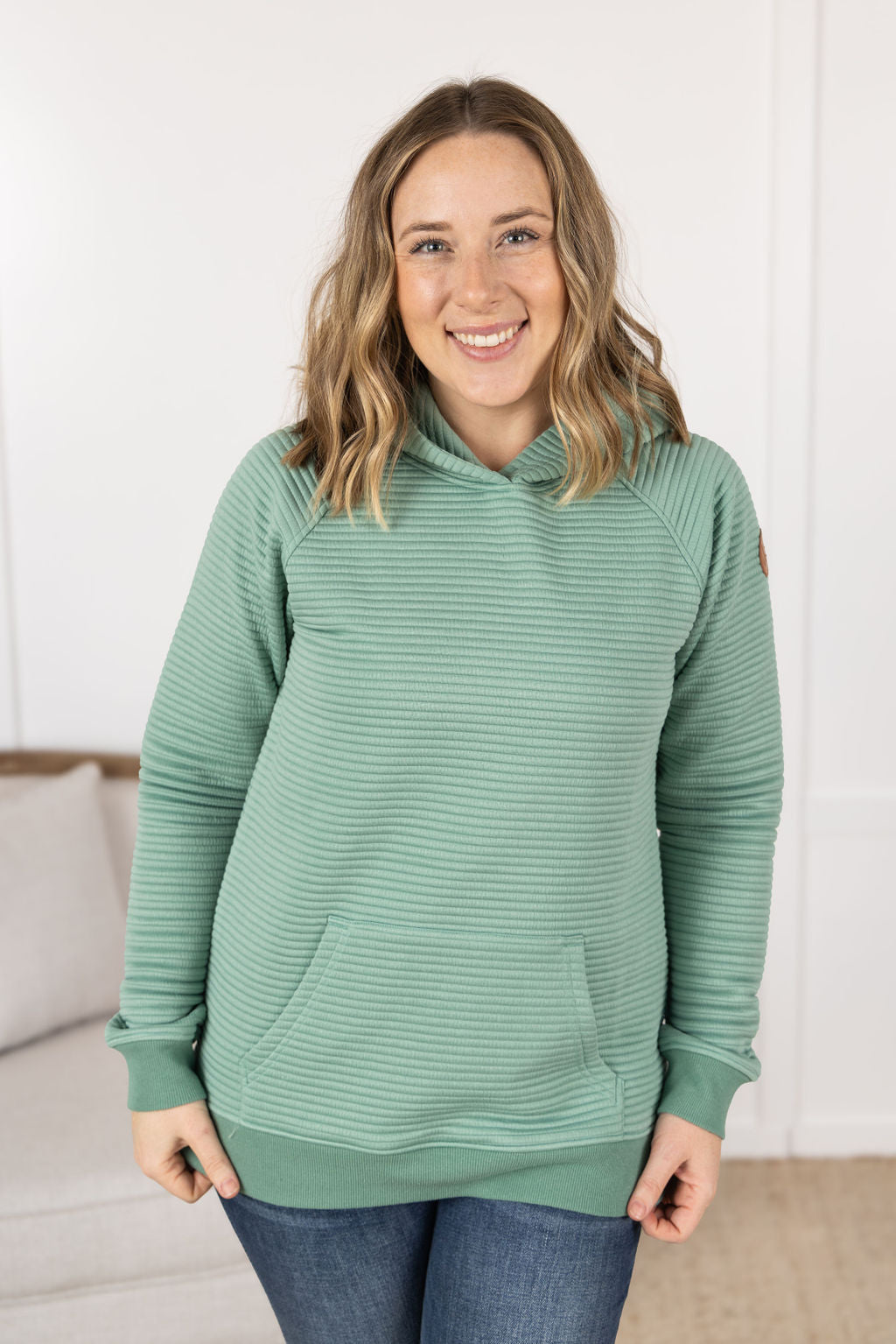 IN STOCK Tatum Textured Pullover Hoodie - Sea Green FINAL SALE