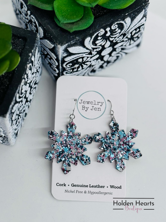 Snowflake Earrings: Mermaid Glitter - Holden Hearts
