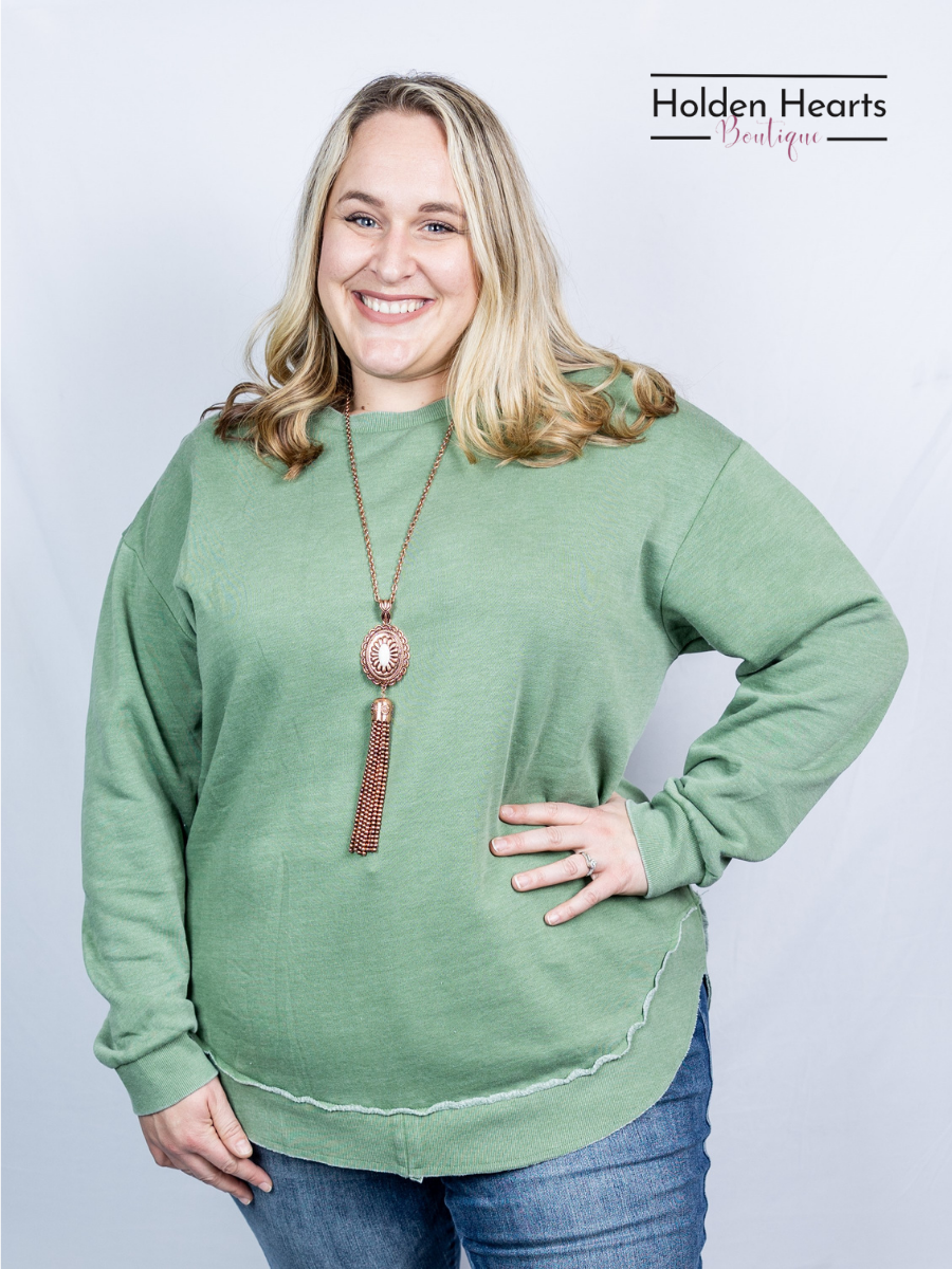 Sage Vintage Wash Pullover - Holden Hearts