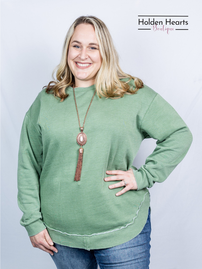 Sage Vintage Wash Pullover - Holden Hearts