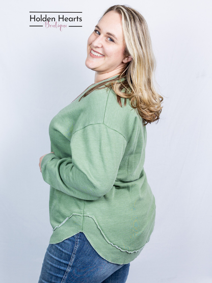 Sage Vintage Wash Pullover - Holden Hearts