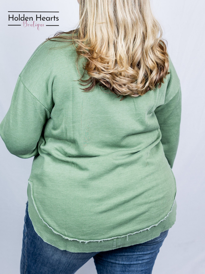 Sage Vintage Wash Pullover - Holden Hearts