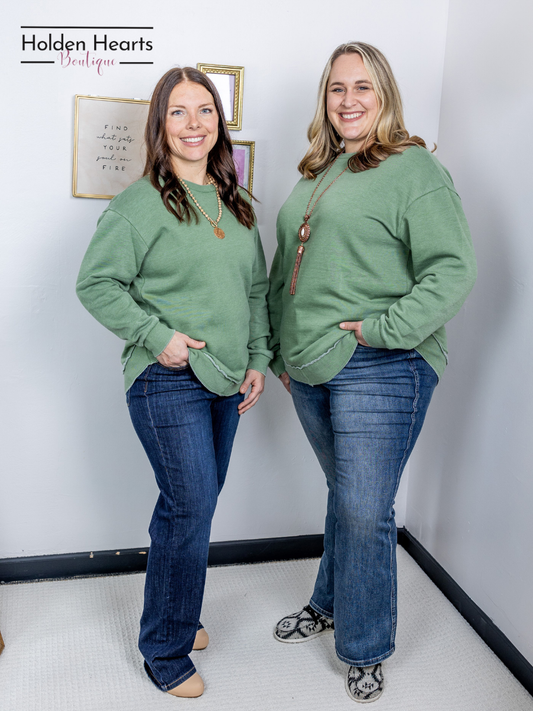 Sage Vintage Wash Pullover - Holden Hearts
