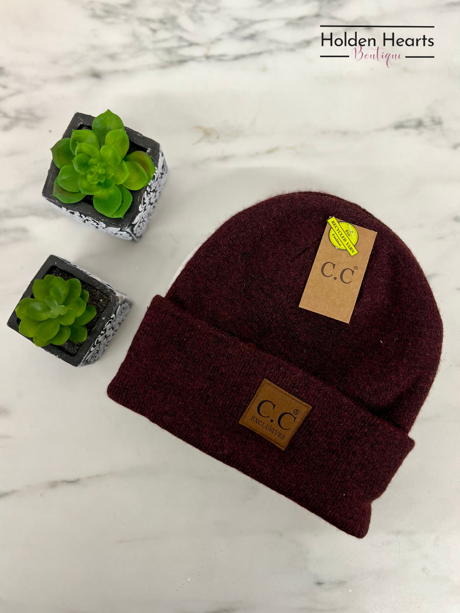 Unisex Soft Ribbed Leather Patch C.C. Beanie HTM9021 - Holden Hearts