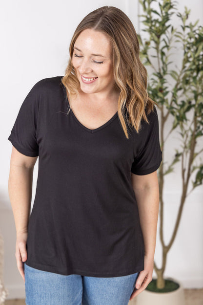 IN STOCK Bamboo V Neck Tee - Black FINAL SALE