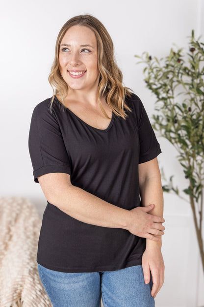 IN STOCK Bamboo V Neck Tee - Black FINAL SALE