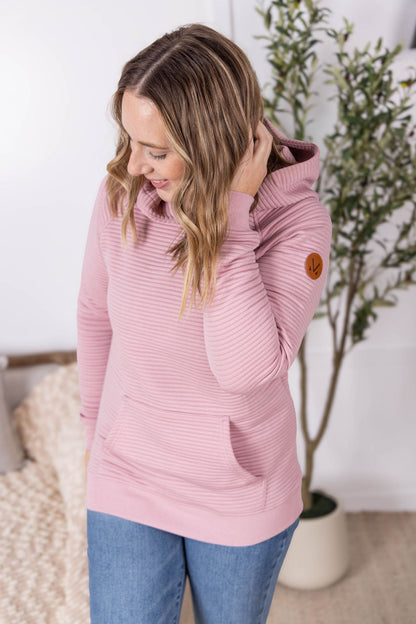 IN STOCK Tatum Textured Pullover Hoodie - Rose FINAL SALE