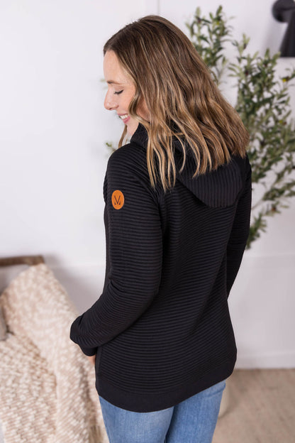 *Tatum Textured Pullover Hoodie - Black*