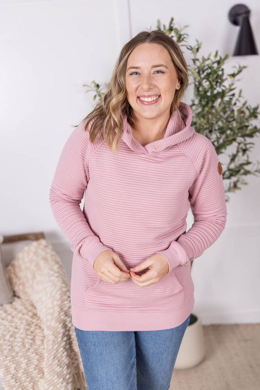 IN STOCK Tatum Textured Pullover Hoodie - Rose FINAL SALE